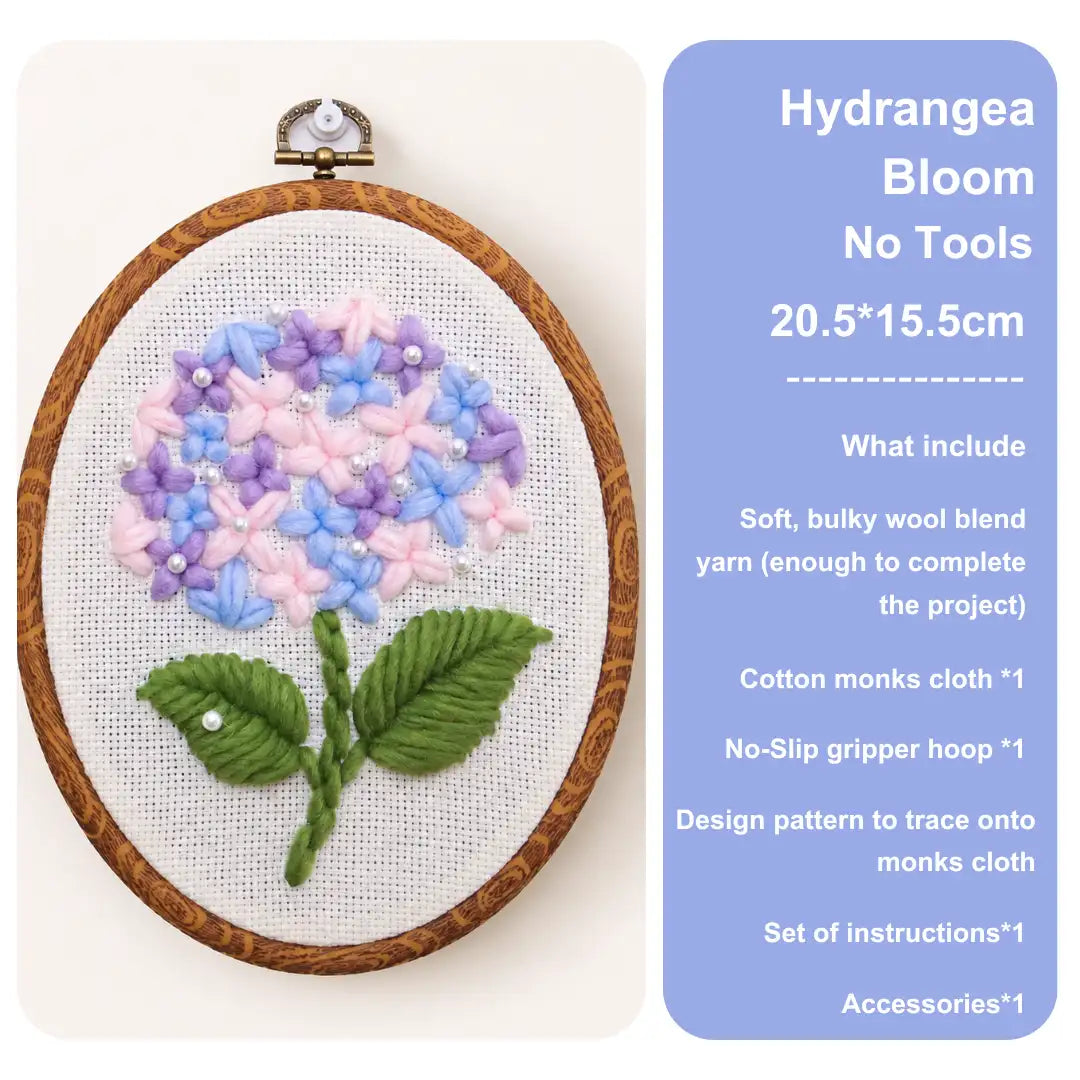 Easy DIY Craft For Beginner - Hydrangea Bloom Punch Needle Kit