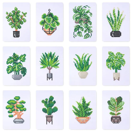 PuddingCase 12-Piece Mini Plant Diamond Painting Kit for Beginners
