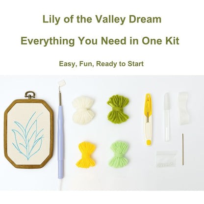 [New] Beginner Punch Needle Embroidery Kit - Easy DIY Lily of the Valley Dream