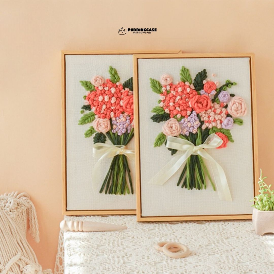 Blossom Embroidery Kit – Beginner-Friendly DIY Craft Set - Easy DIY Craft for Home Decor-Punch Needle