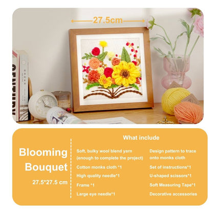 Beginner Punch Needle Embroidery Kit Blooming Bouquet -  Easy DIY Beginner - Include Tools