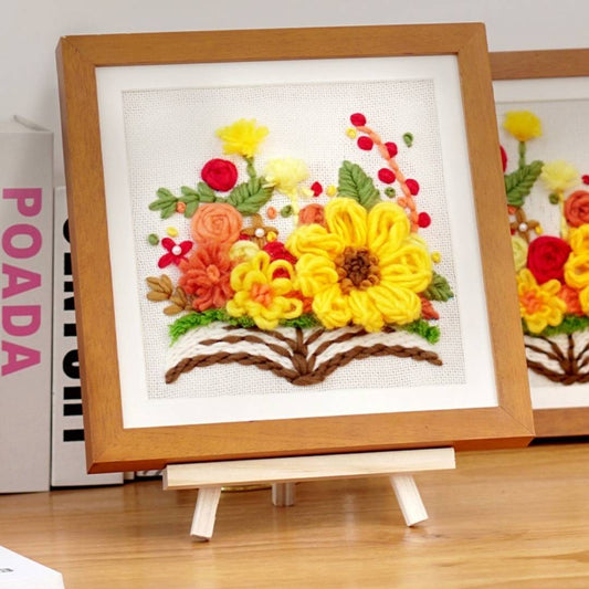 Beginner Punch Needle Embroidery Kit Blooming Bouquet -  Easy DIY