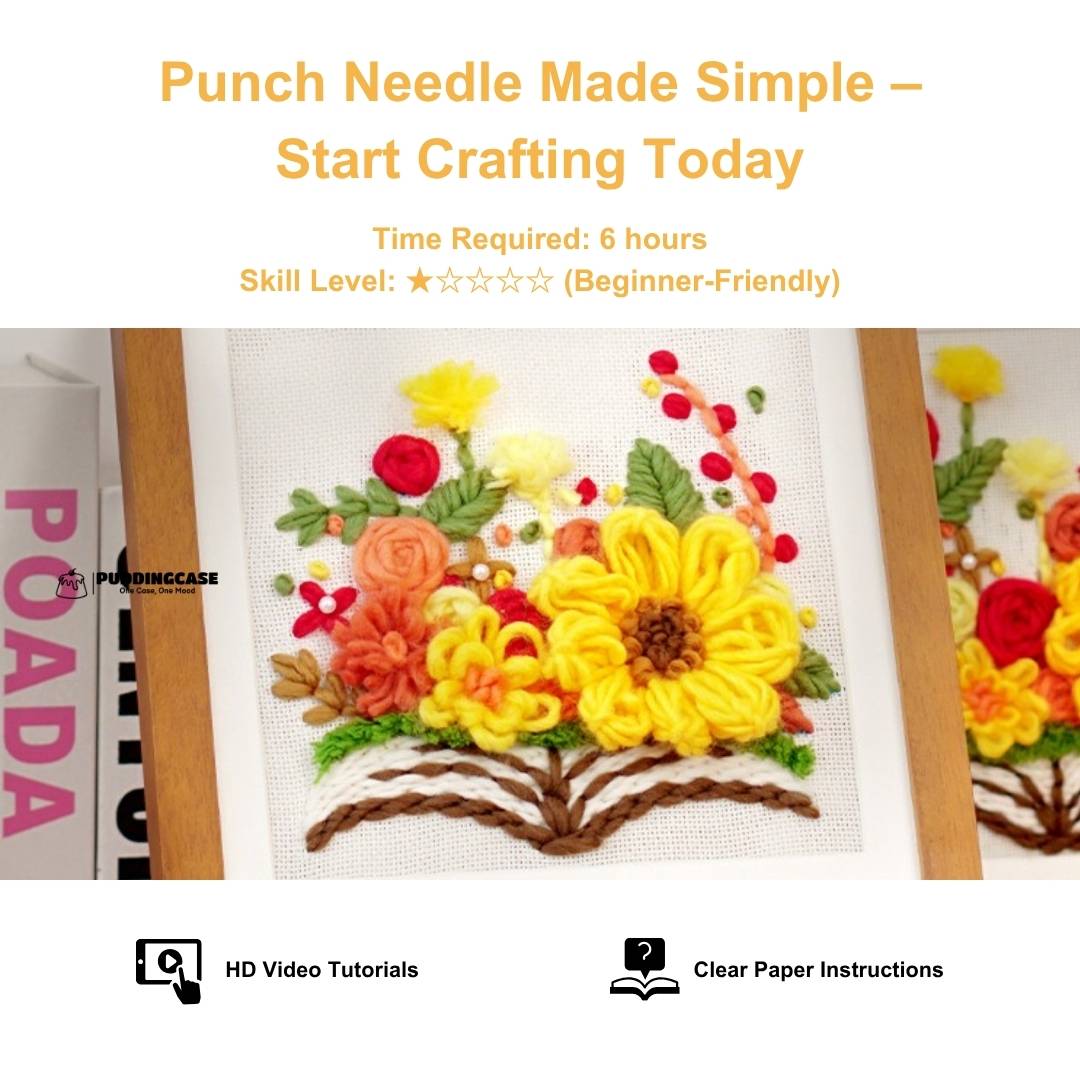 Beginner Punch Needle Embroidery Kit Blooming Bouquet -  Easy DIY