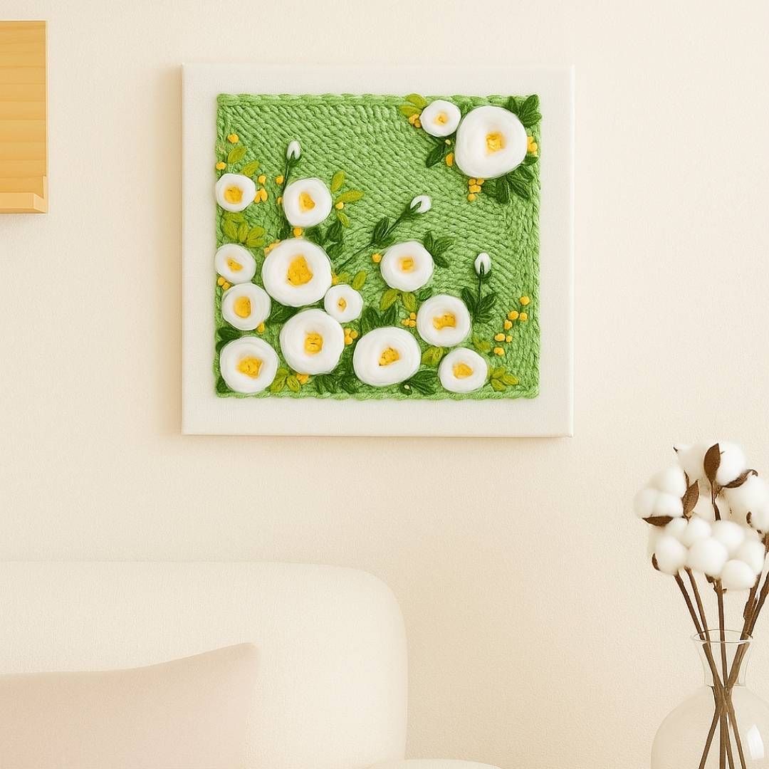 Beginner Blooming Garden Series Pink & Green Floral Punch Needle Kit - Easy Diy Gift