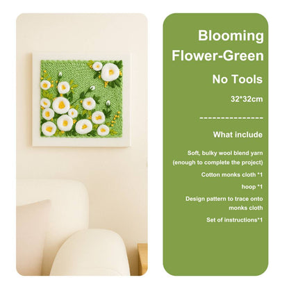 Beginner Blooming Garden Series Pink & Green Floral Punch Needle Kit - Easy Diy Gift Green - No Tools