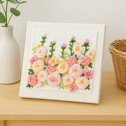 Beginner Blooming Garden Series Pink & Green Floral Punch Needle Kit - Easy Diy Gift