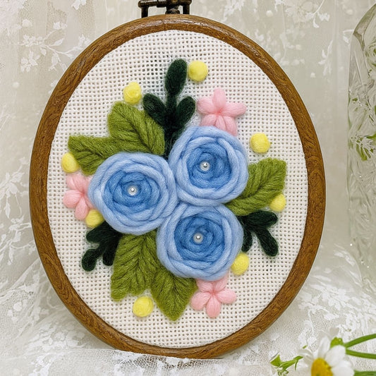 [New] Beginner Punch Needle Embroidery Kit - Easy DIY Blue Rose Reverie