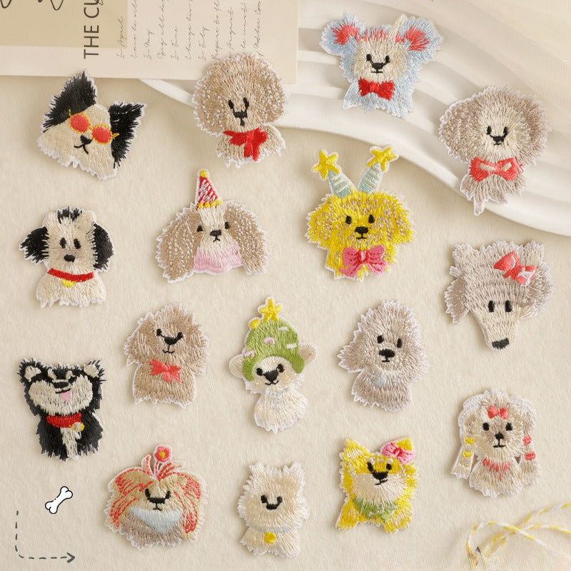 Pudding Case Cute Dog Embroidered Patches Cute Dog - 16 Patches