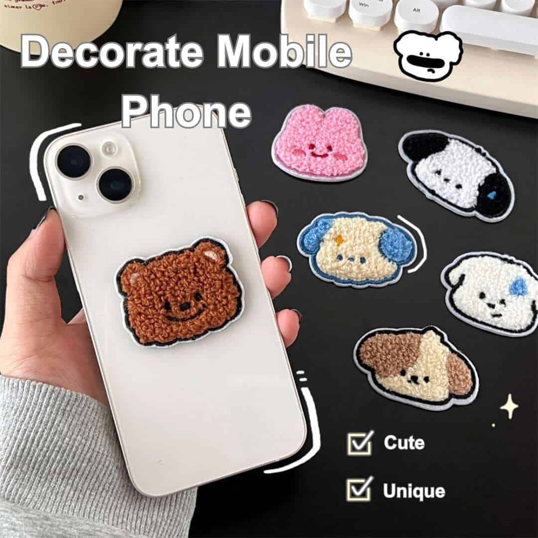 Pudding Case Cute Plush Animal Embroidered Patches - No Ironing