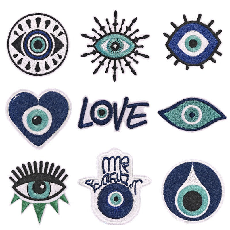 Pudding Case Evil Eye Embroidered Patches Evil Eye - 9 Patches