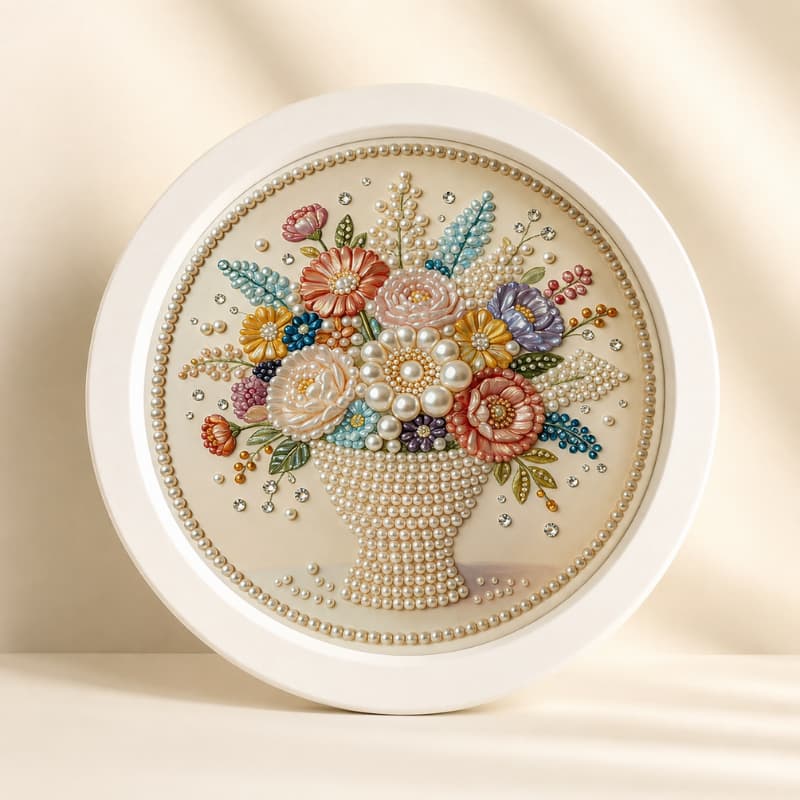 Flower Basket Pearl Painting DIY Kit – 20 cm