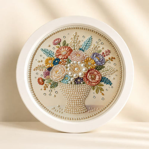 Flower Basket Pearl Painting DIY Kit – 20 cm