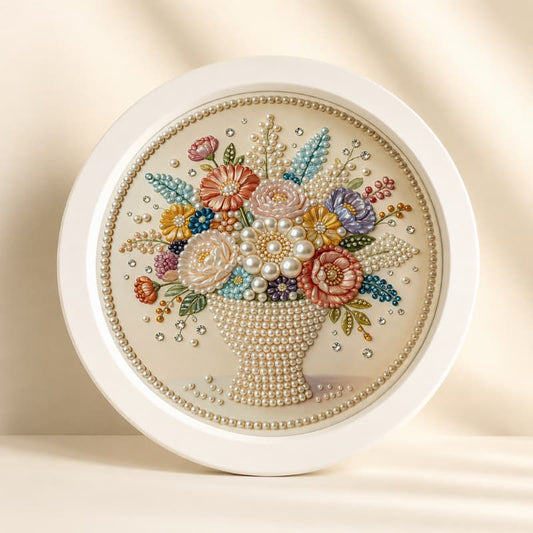 Flower Basket Pearl Painting DIY Kit – 20 cm