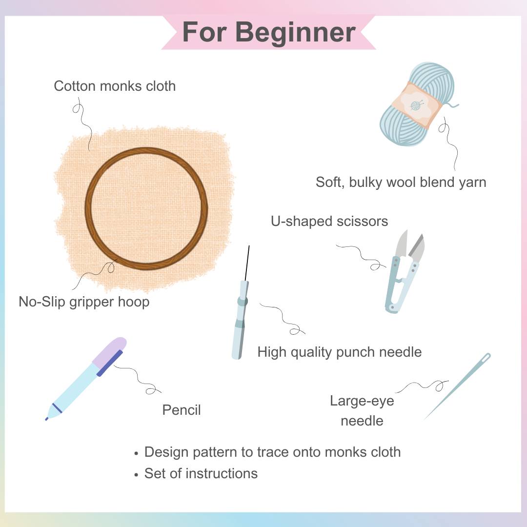 [Pre-order] ?Beginner Punch Needle Embroidery Kit - Easy DIY Strawberry Basket