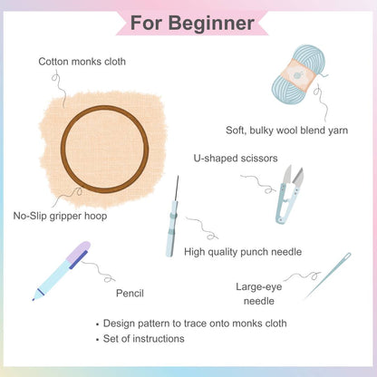 [Pre-order] ?Beginner Punch Needle Embroidery Kit - Easy DIY Strawberry Basket
