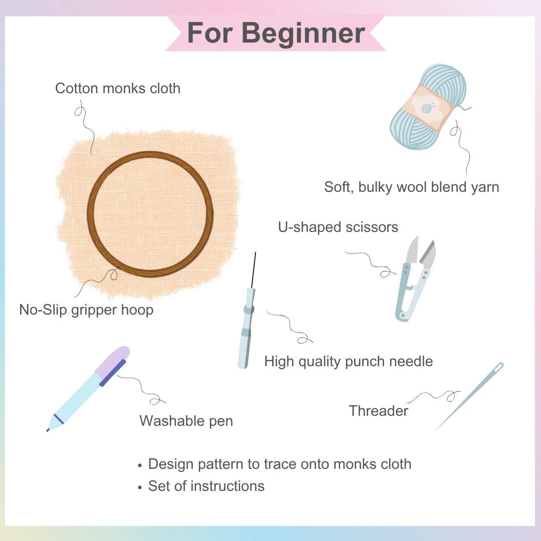 Beginner Punch Needle Embroidery Kit - Easy DIY Best Wishes