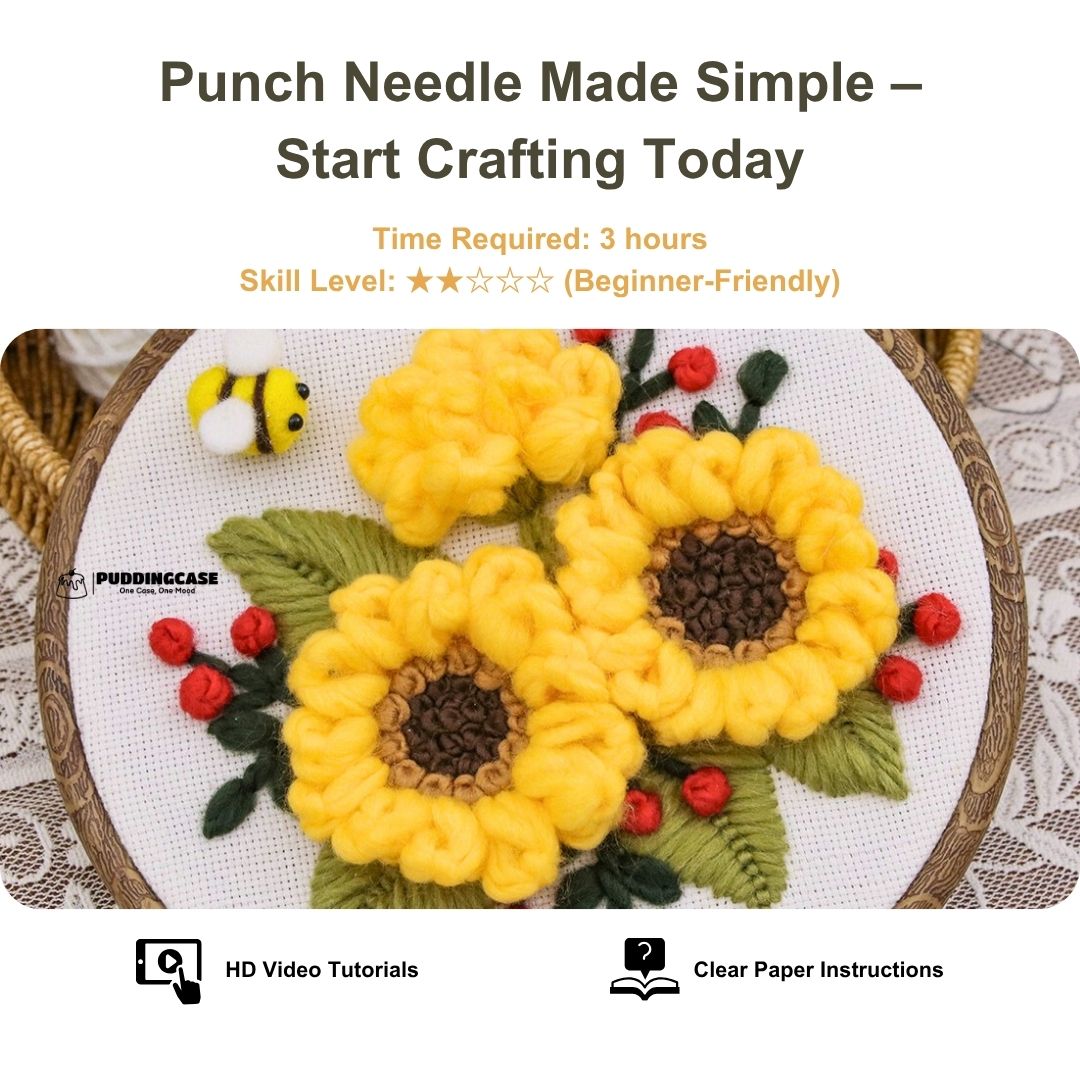 [New] Beginner Embroidery Kit - Easy DIY Golden Sunflower