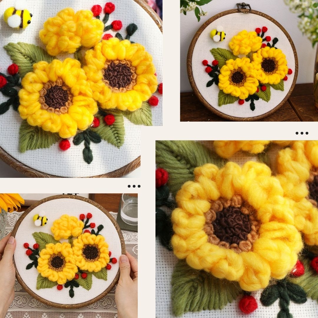 [New] Beginner Embroidery Kit - Easy DIY Golden Sunflower