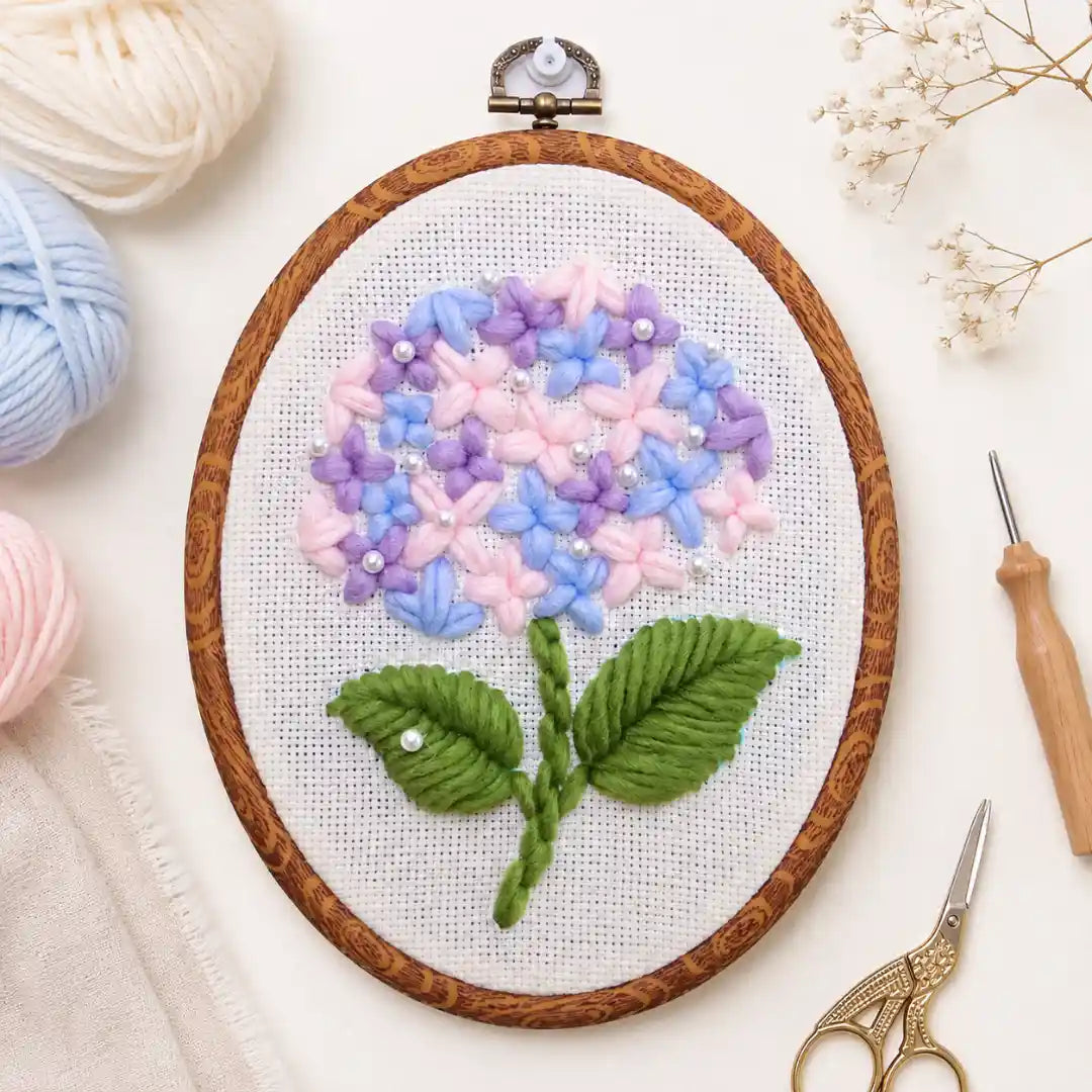 Easy DIY Craft For Beginner - Hydrangea Bloom Punch Needle Kit