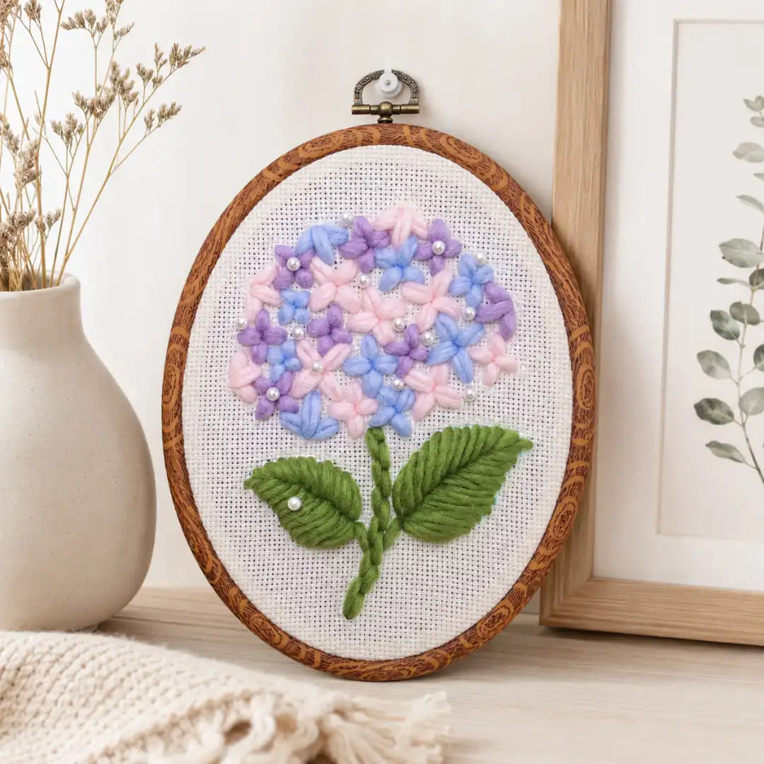 Easy DIY Craft For Beginner - Hydrangea Bloom Punch Needle Kit