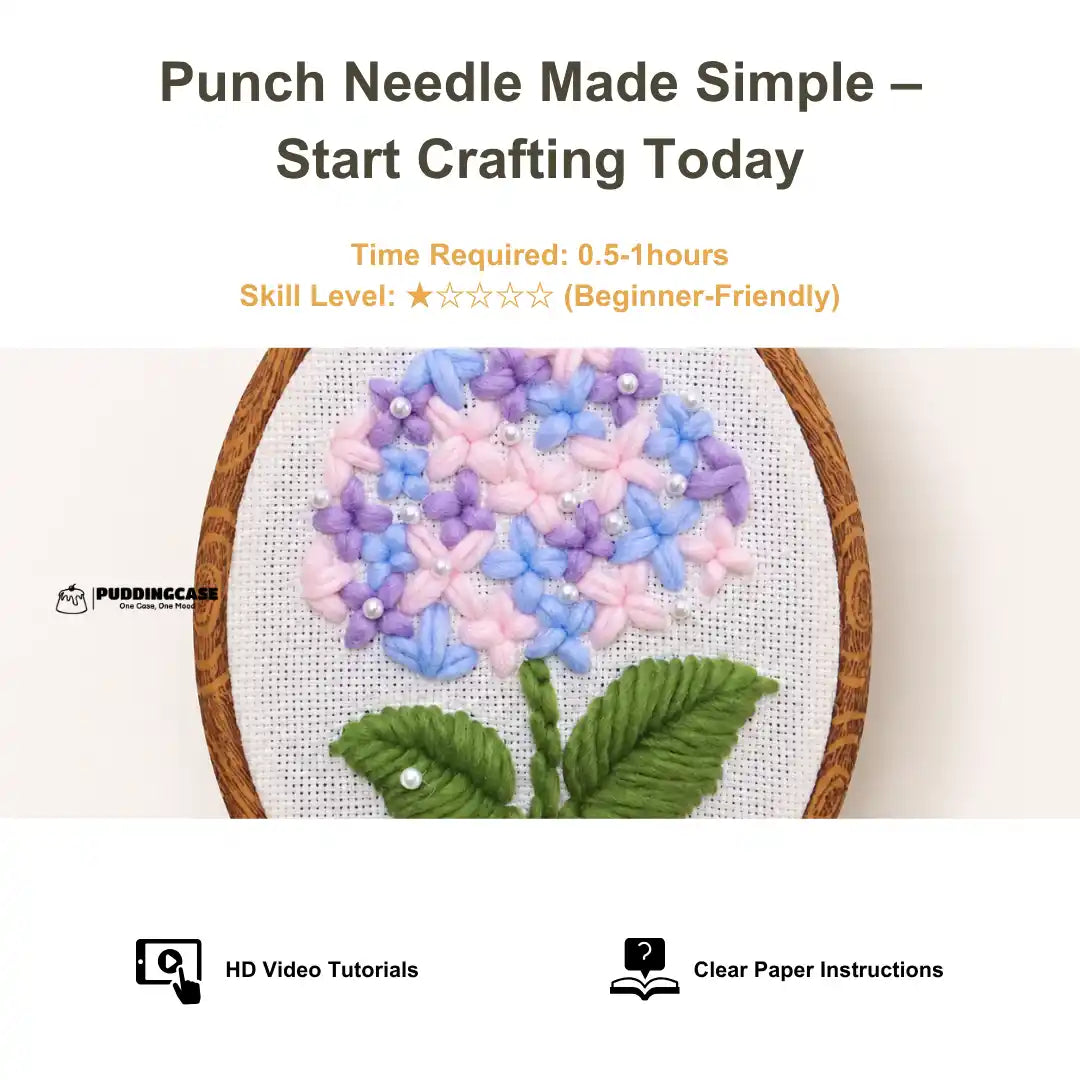 Easy DIY Craft For Beginner - Hydrangea Bloom Punch Needle Kit