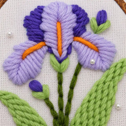 Easy DIY Craft For Beginner - Lavender Iris Punch Needle Kit