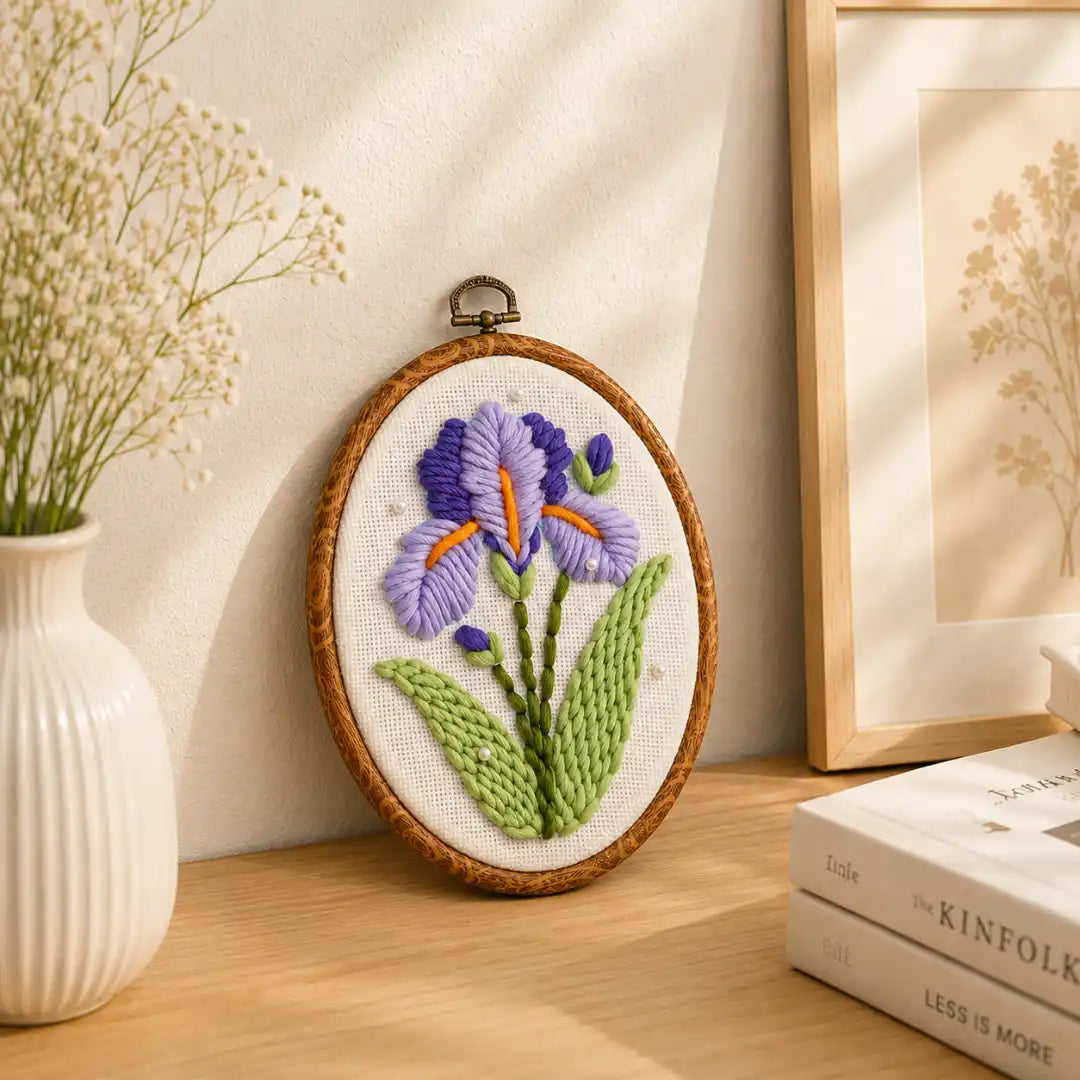 Easy DIY Craft For Beginner - Lavender Iris Punch Needle Kit