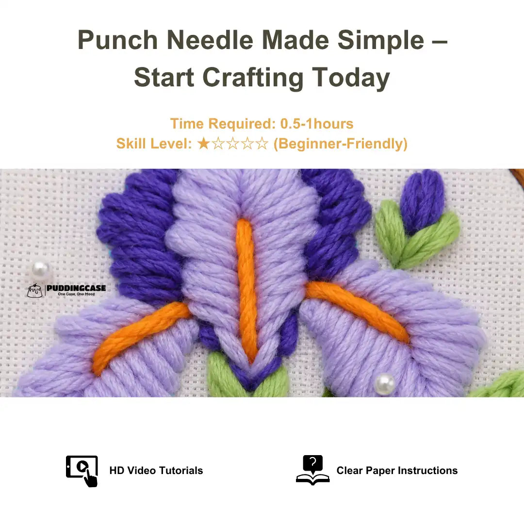 Easy DIY Craft For Beginner - Lavender Iris Punch Needle Kit