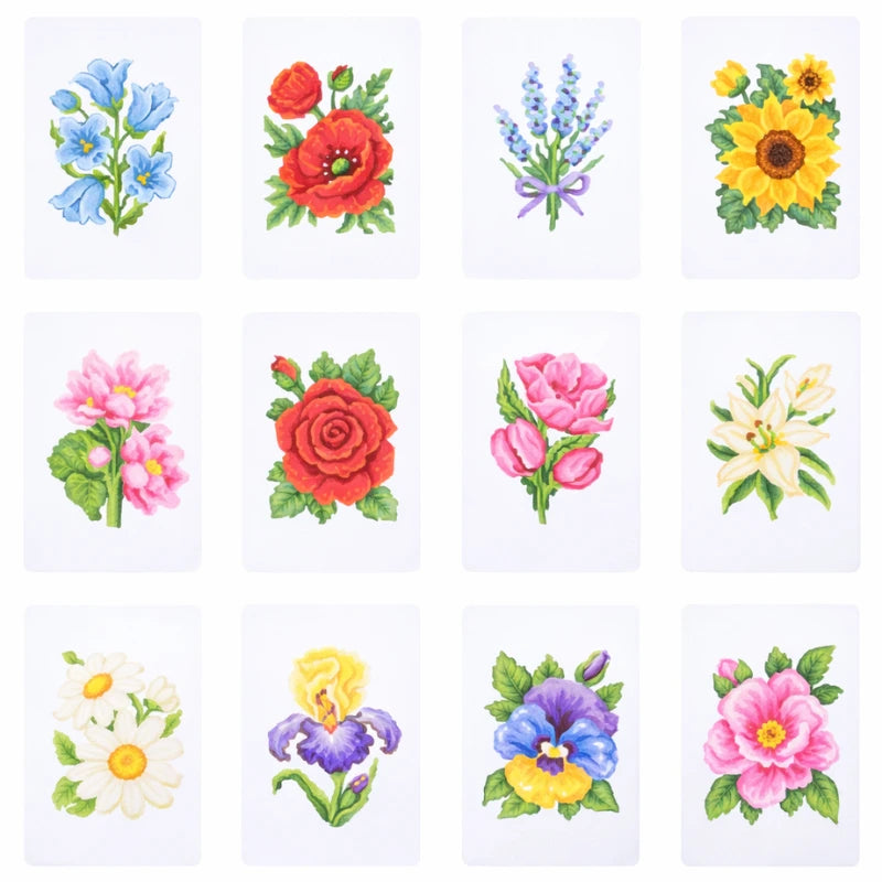 PuddingCase Mini Flower Diamond Painting Kit – 12 Cute Floral Designs