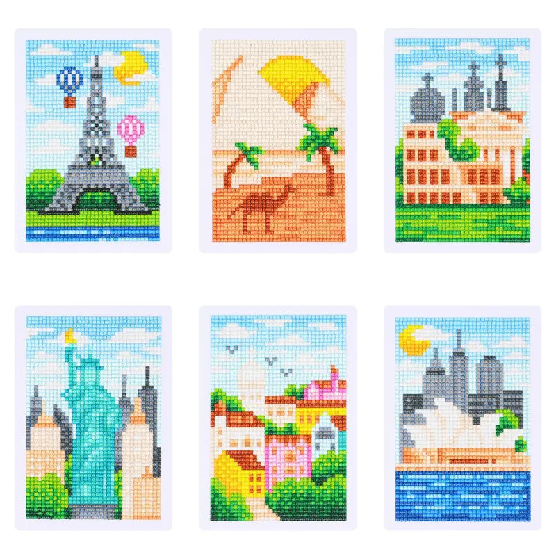 PuddingCase Mini Landmark Diamond Painting Kit – 6 City Designs - DIY Travel Art