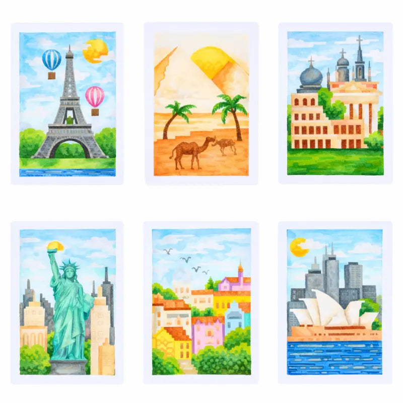 PuddingCase Mini Landmark Diamond Painting Kit – 6 City Designs - DIY Travel Art