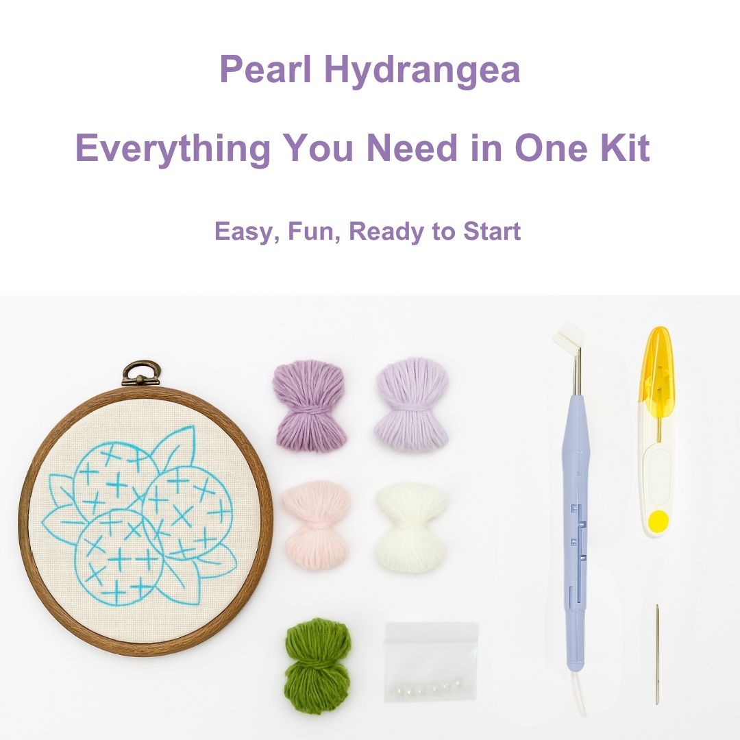 [New] Beginner Punch Needle Embroidery Kit - Easy DIY  Pearl Hydrangea