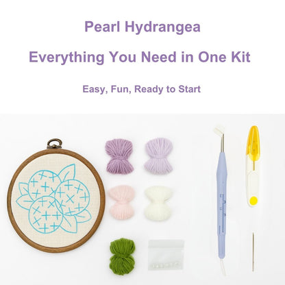 [New] Beginner Punch Needle Embroidery Kit - Easy DIY  Pearl Hydrangea