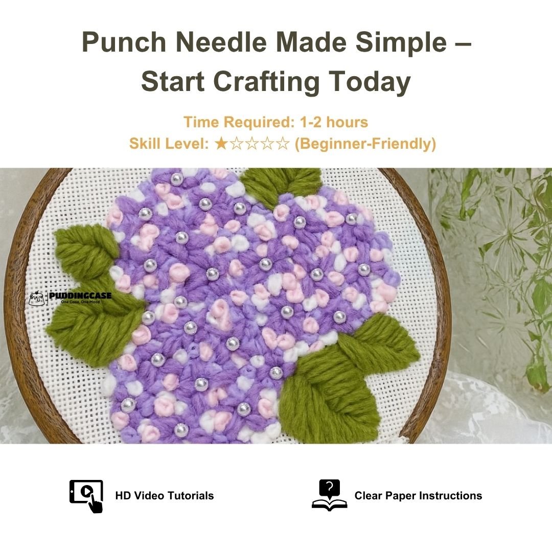 [New] Beginner Punch Needle Embroidery Kit - Easy DIY  Pearl Hydrangea