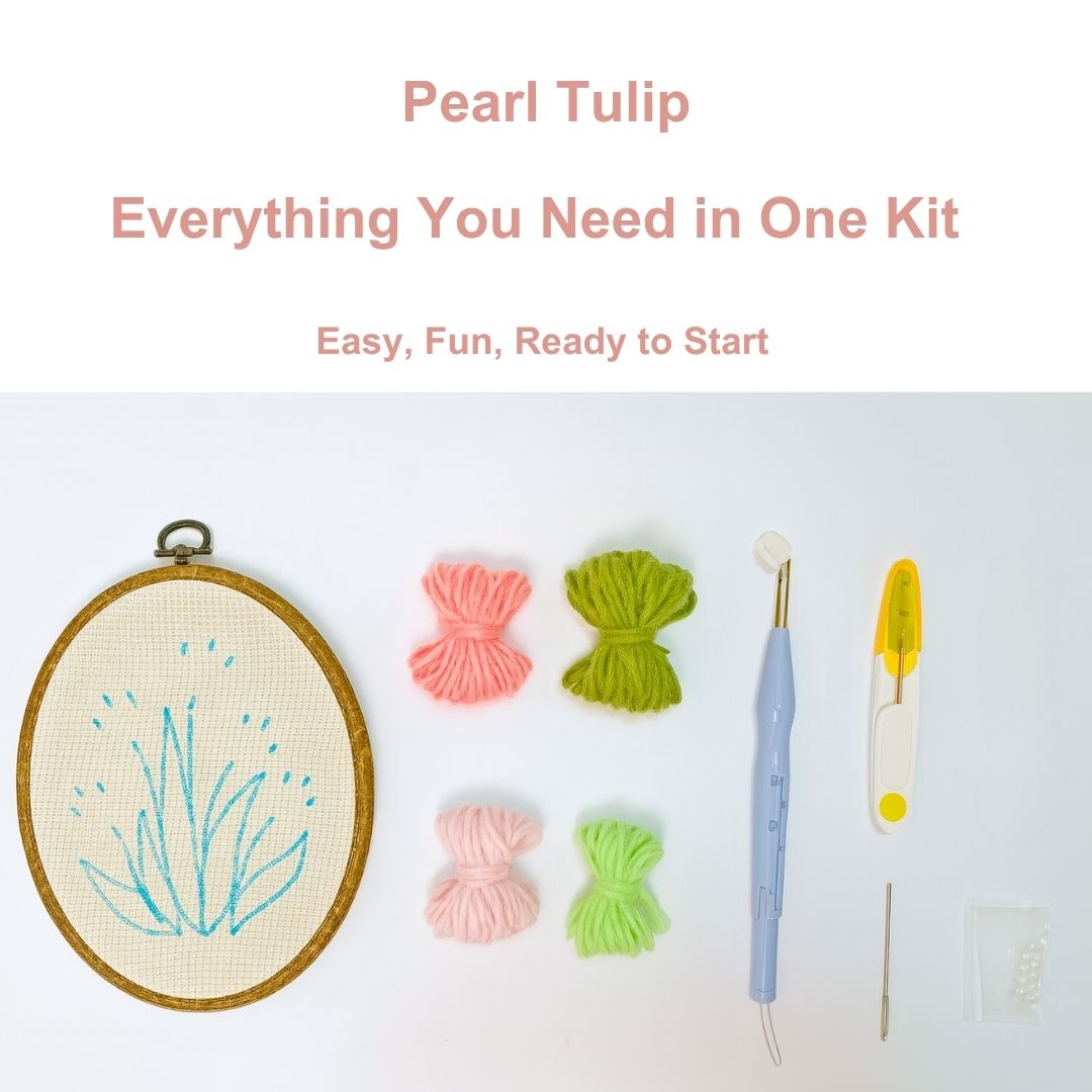 [New] Beginner Punch Needle Embroidery Kit - Easy DIY Pearl Tulip