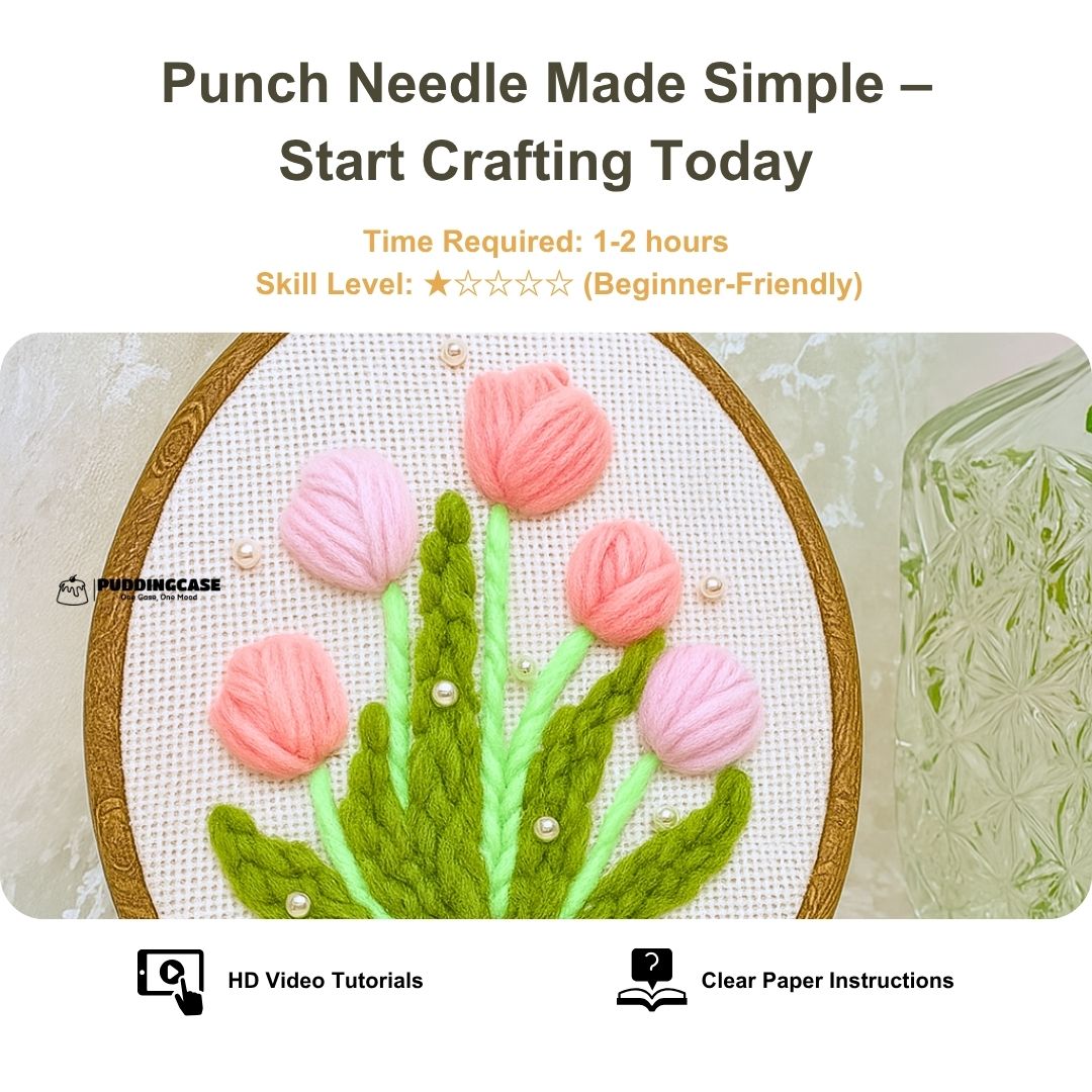 [New] Beginner Punch Needle Embroidery Kit - Easy DIY Pearl Tulip