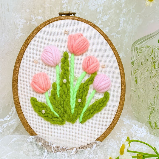 [New] Beginner Punch Needle Embroidery Kit - Easy DIY Pearl Tulip