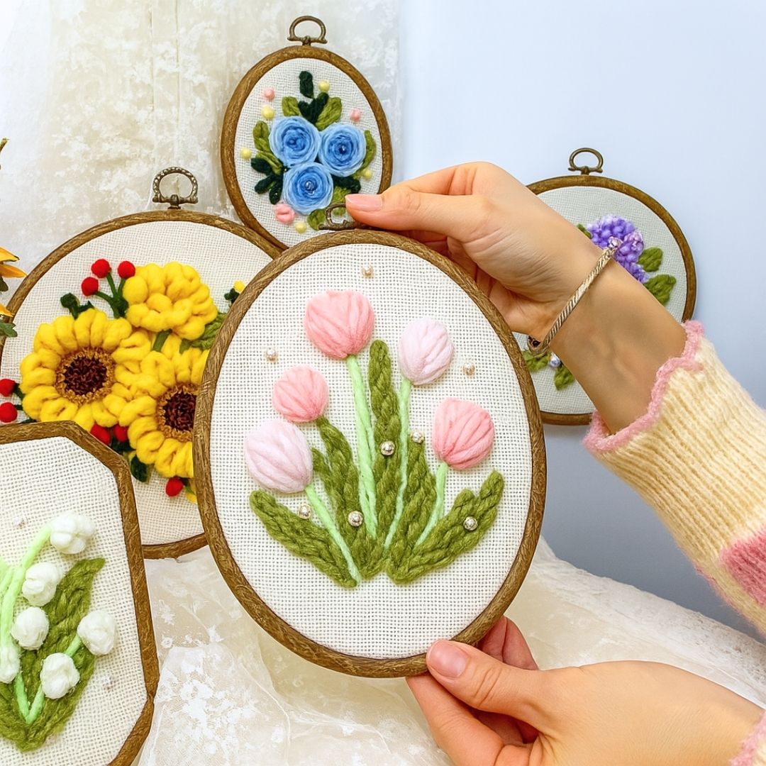 [New] Beginner Punch Needle Embroidery Kit - Easy DIY Summer Floral Collection