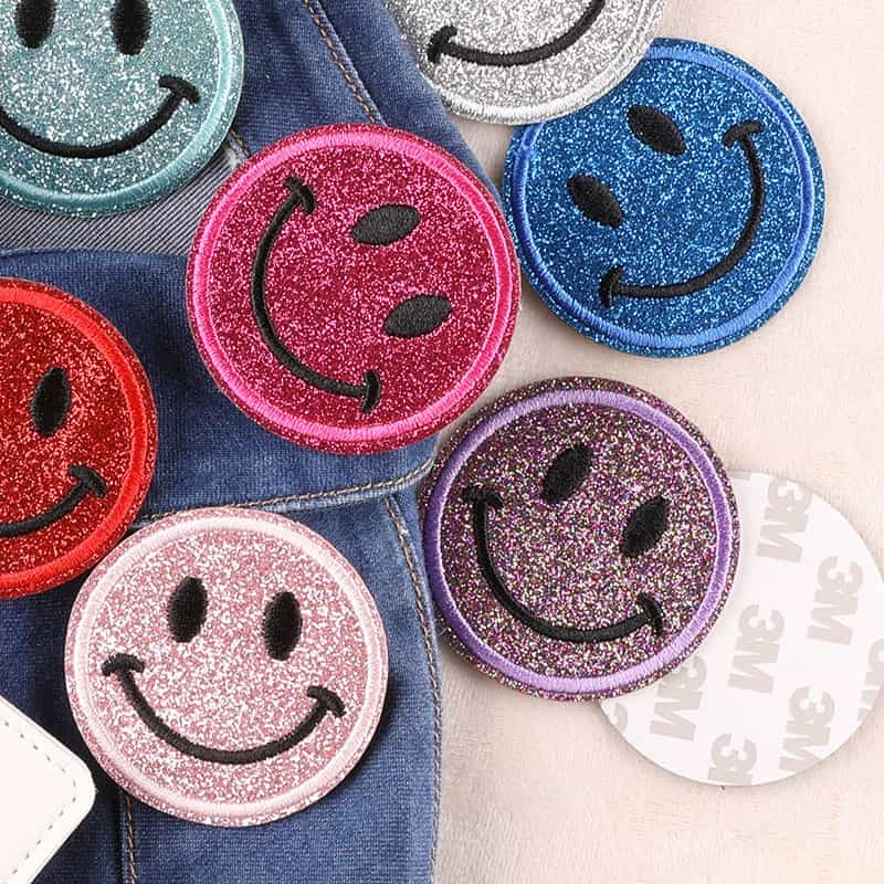 Pudding Case Smile Face Embroidered Patches