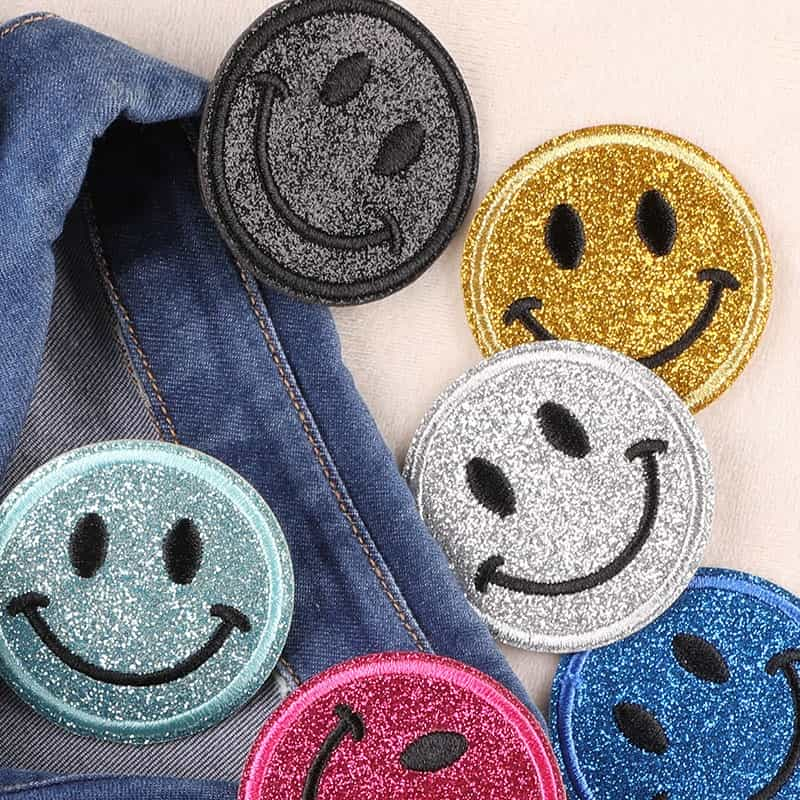 Pudding Case Smile Face Embroidered Patches