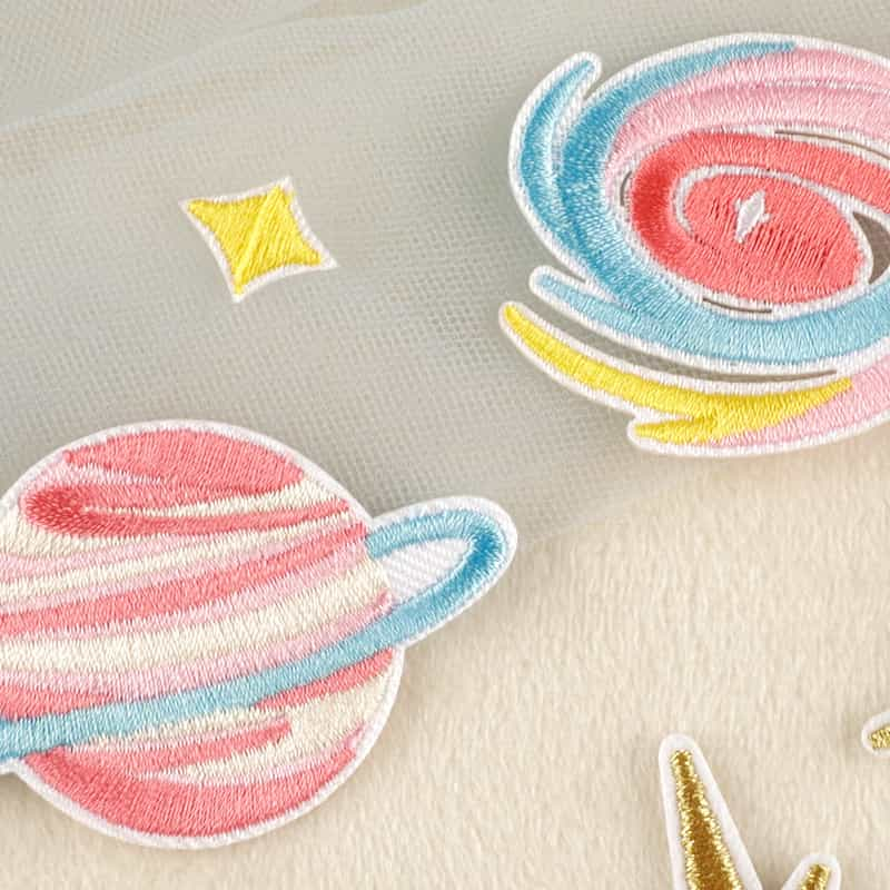 Pudding Case Universe Embroidered Patches Planet and Star