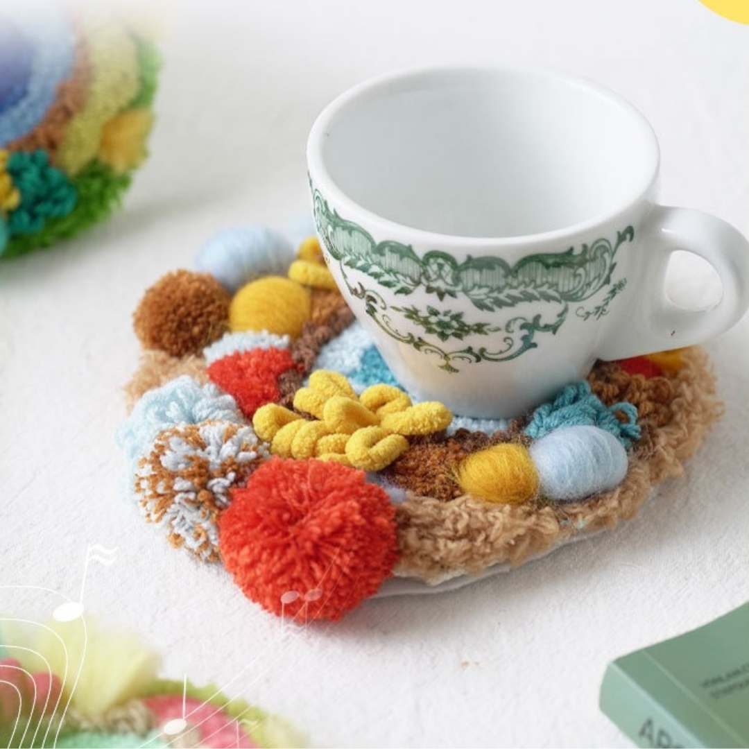 Pudding Case Beginner Punch Needle Embroidery Kit - Easy DIY Mug Coaster Four Seasons of Moss