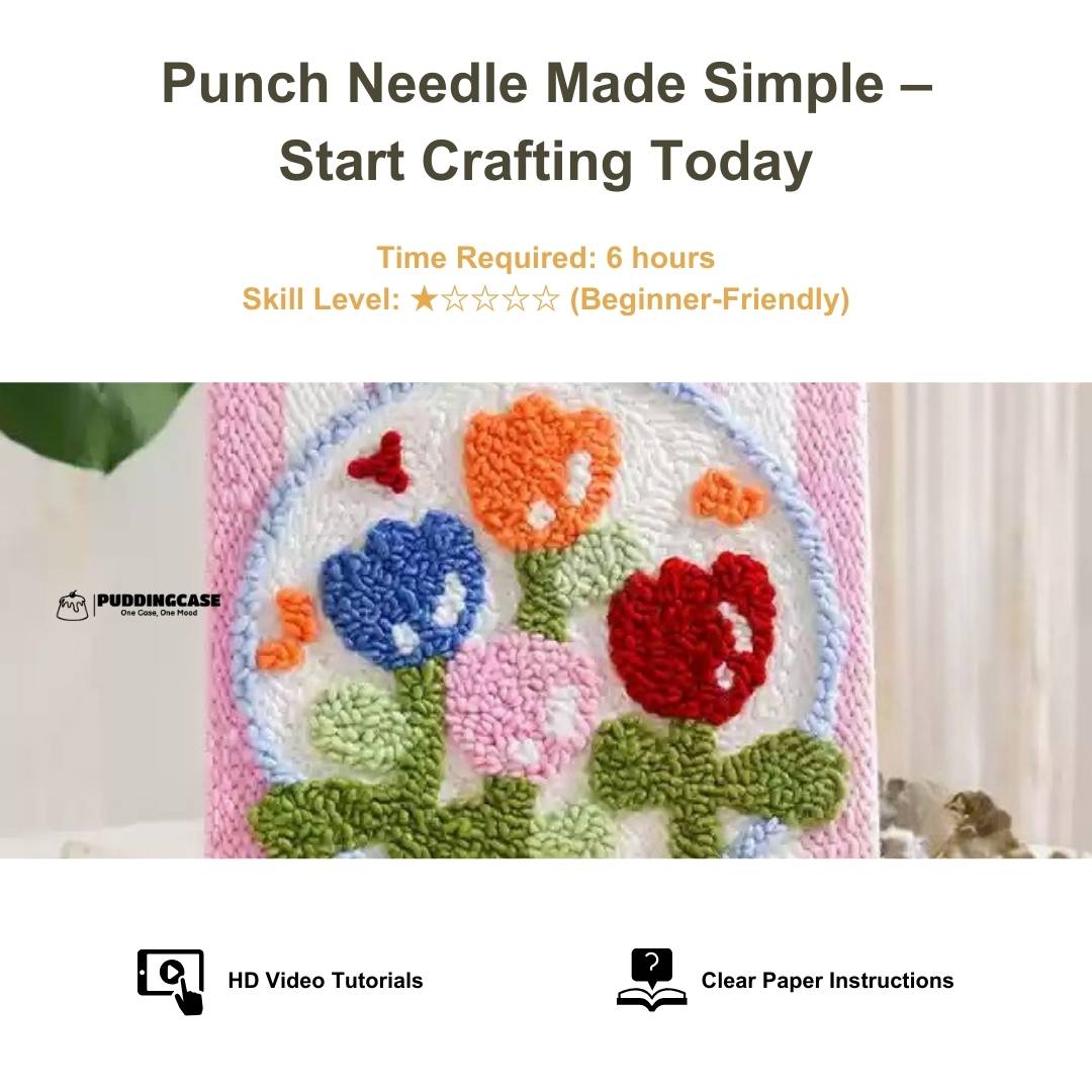 Beginner Punch Needle Embroidery Kit - Easy DIY Tulip Garden