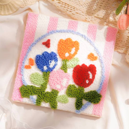 Beginner Punch Needle Embroidery Kit - Easy DIY Tulip Garden