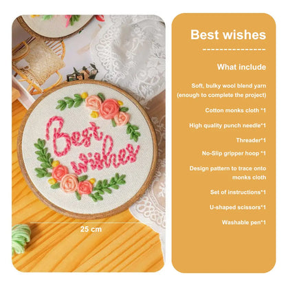 Beginner Punch Needle Embroidery Kit - Easy DIY Best Wishes