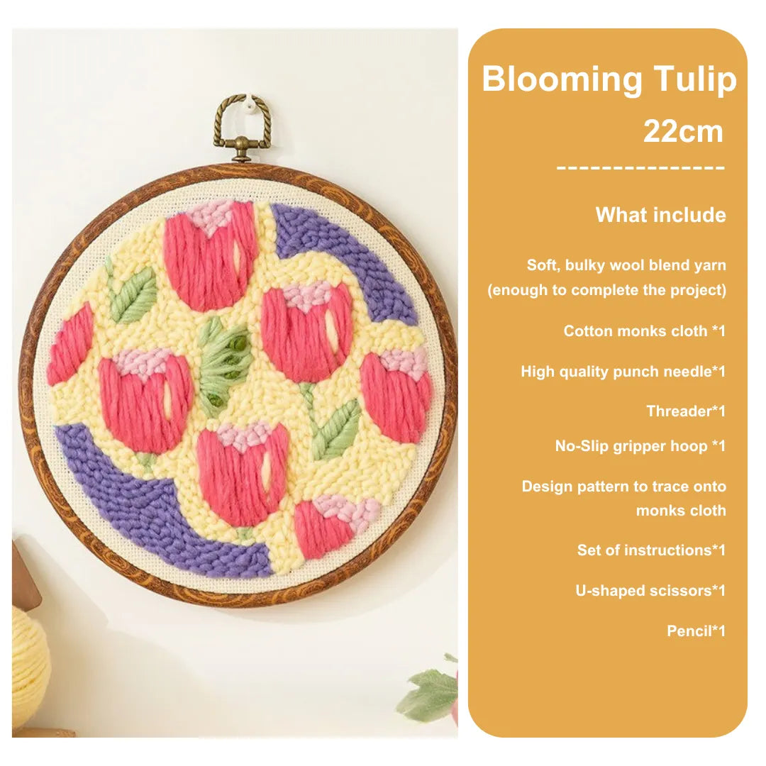 Blooming Tulip Punch Needle Art Kit – Easy DIY Craft For Beginner