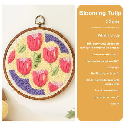 Blooming Tulip Punch Needle Art Kit – Easy DIY Craft For Beginner