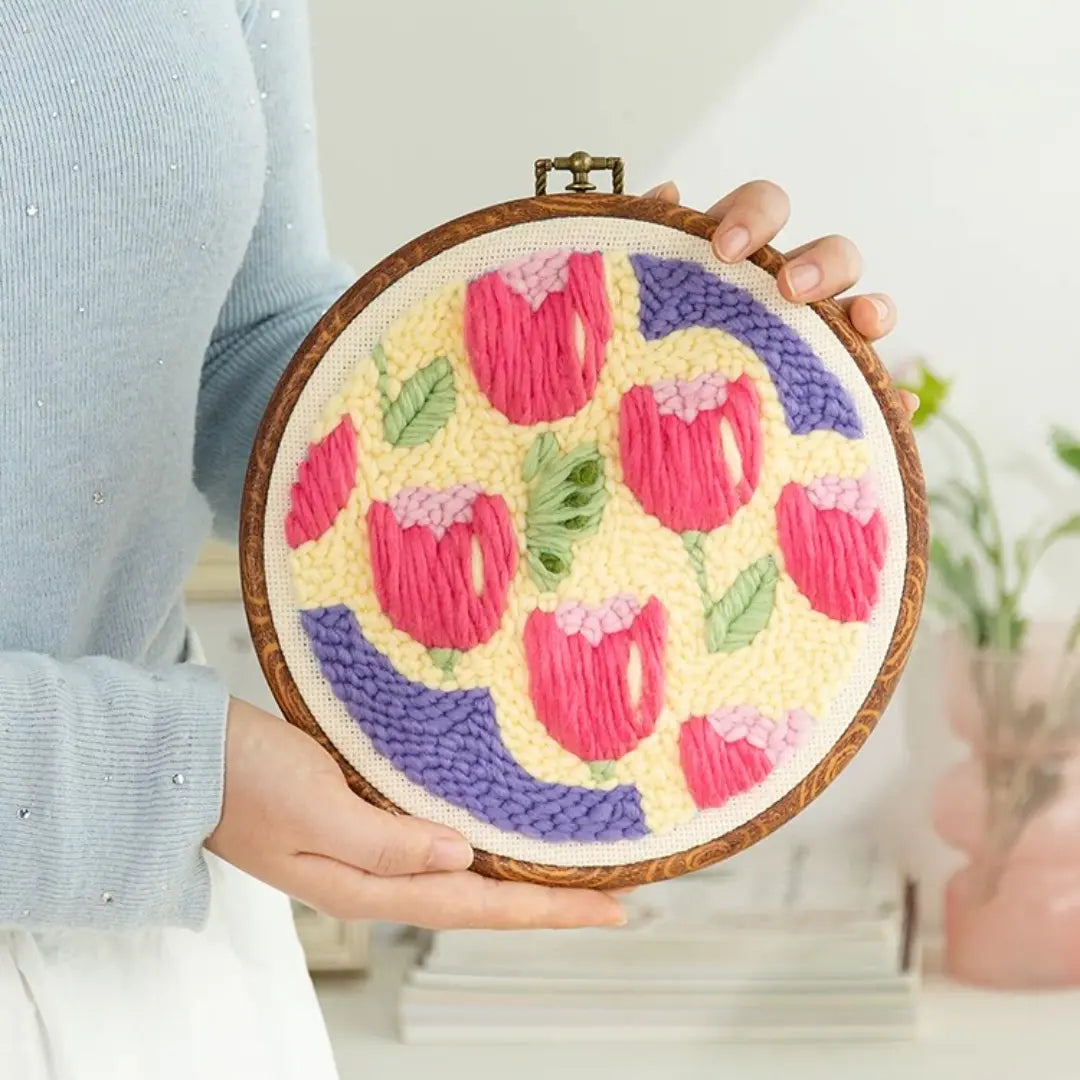 Blooming Tulip Punch Needle Art Kit – Easy DIY Craft For Beginner