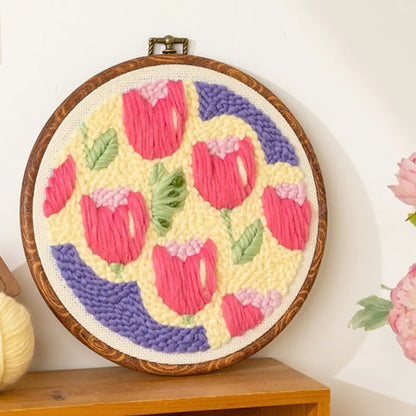 Blooming Tulip Punch Needle Art Kit – Easy DIY Craft For Beginner