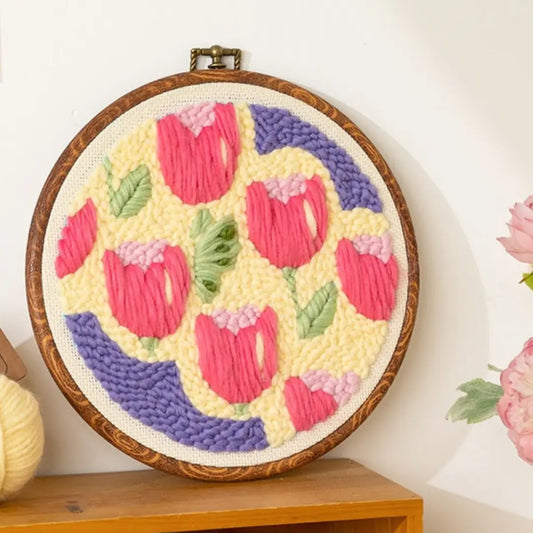 Blooming Tulip Punch Needle Art Kit – Easy DIY Craft For Beginner